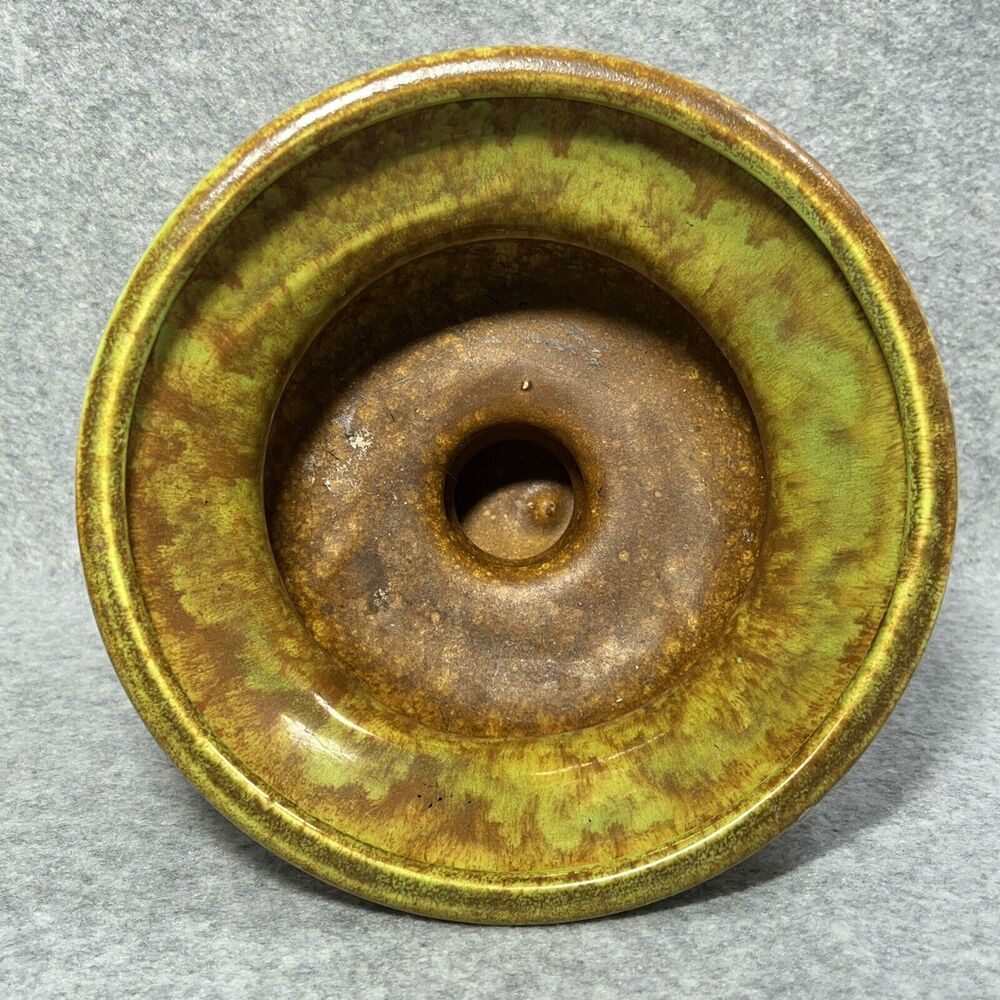 Haeger Pottery Planter Vase MCM Green Brown Sputnik‎ Speckled Glaze Stamped USA - Picture 2 of 8